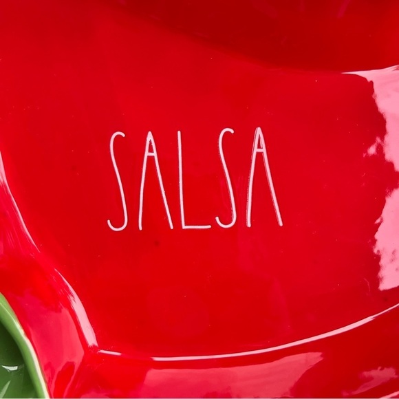 NEW Rae Dunn SALSA adorable Spicy RED PEPPER ceramic appetizer divided tray - Picture 6 of 10